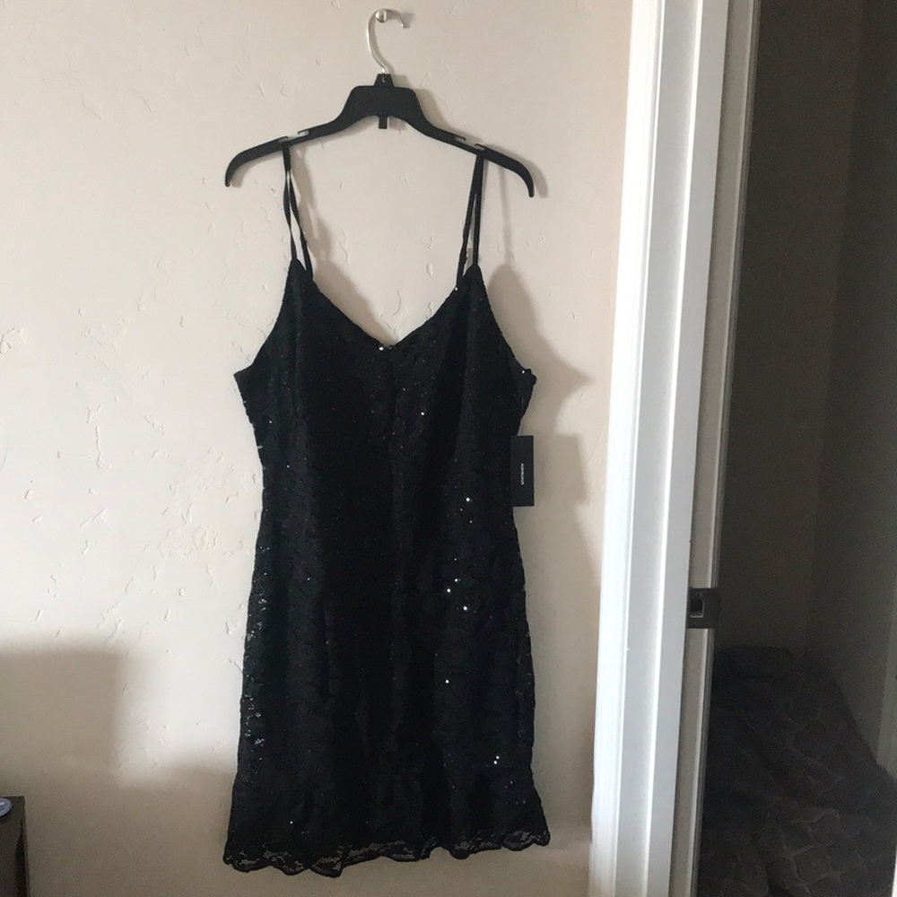 Lulus Just a Dream Black Lace Sequin Ruffled Dress